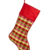Bas de Noël à carreaux rose et vert de 19 pouces