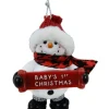 Bonhomme de neige avec bannière, message, "1er Noël de bébé", ornement, 1st Christmas