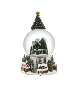 Boule à neige musicale, maison d'hiver