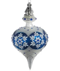 Boule de verre blanche et bleue