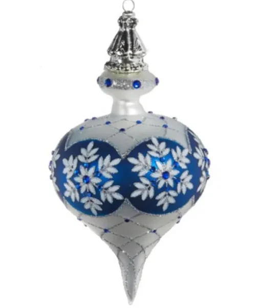 Boule de verre blanche et bleue