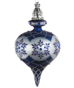 Boule de verre bleue et argentée