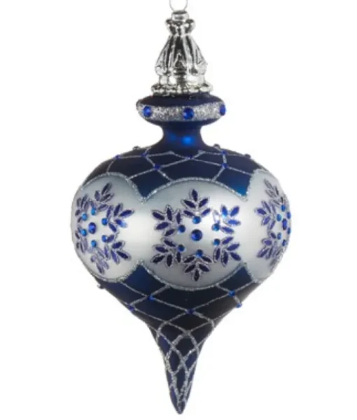 Boule de verre bleue et argentée