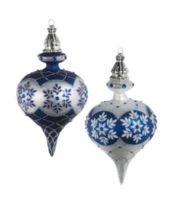 Boule de verre bleue et argentée