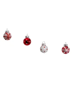 Boules en verre miniatures rouges et blanches.