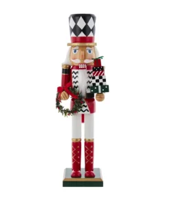 Casse-noisette rouge, blanc et noir 15" de haut