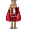 Casse-noisette rouge et or avec cape, 15" de haut