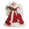 Cime d'arbre ange de 12 pouces avec robe rouge et fourrure blanche