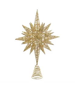 Cime d’arbre étoile dorée vintage 16.5 pouces
