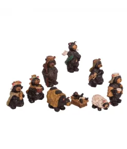Crèche d'ours (9 morceaux). Fait en résine.