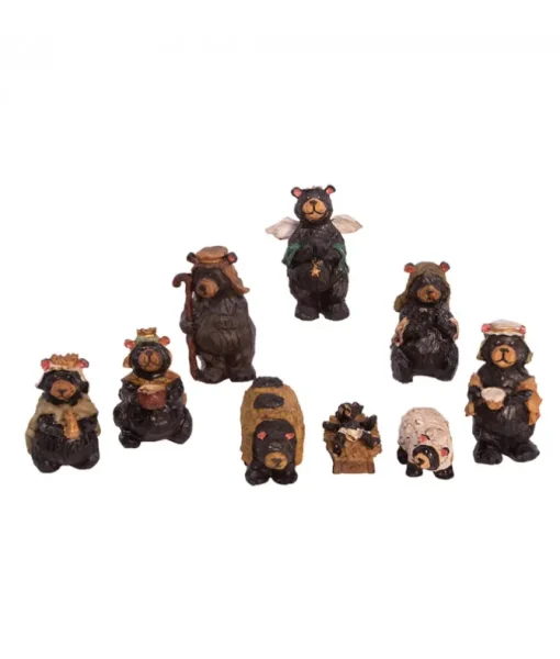 Crèche d'ours (9 morceaux). Fait en résine.