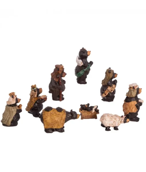 Crèche d'ours (9 morceaux). Fait en résine.
