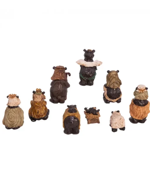 Crèche d'ours (9 morceaux). Fait en résine.