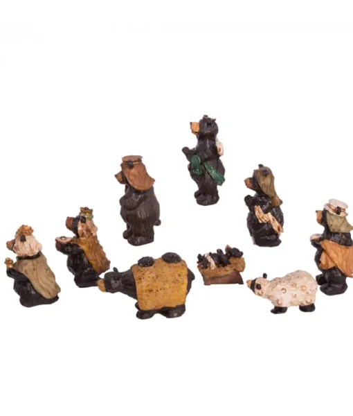 Crèche d'ours (9 morceaux). Fait en résine.