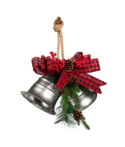 Décor à la maison, cloches en métal de 15" avec ruban rouge