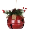 Décor à la maison, clochette rouge de 6 po avec brin de baies et pomme de pin