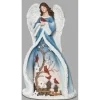 Décor de table, ange avec des robes bleues