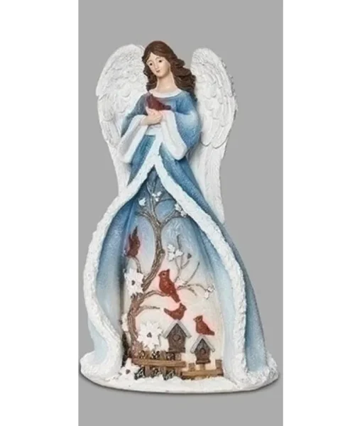 Décor de table, ange avec des robes bleues