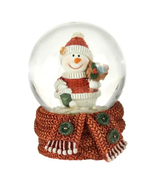 Décor de table, Globe d’eau, Bonhomme de neige avec bouquet floral