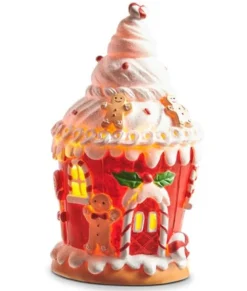 Décor de table illuminé, maison en pain d’épices, en forme de cupcake