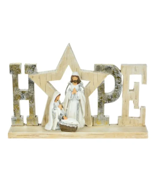 Décor de Table, La Sainte Famille, avec message "Hope"