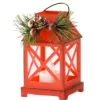 Décor de table, lanterne rouge avec bougie LED