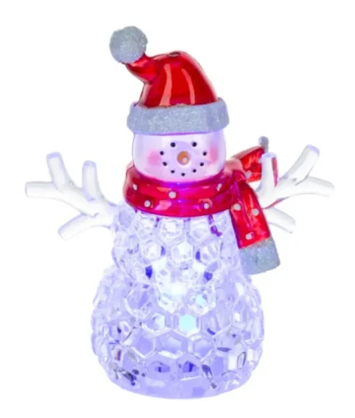 Décor de table, lumière LED, bonhomme de neige en cristal, mini lumière scintillante