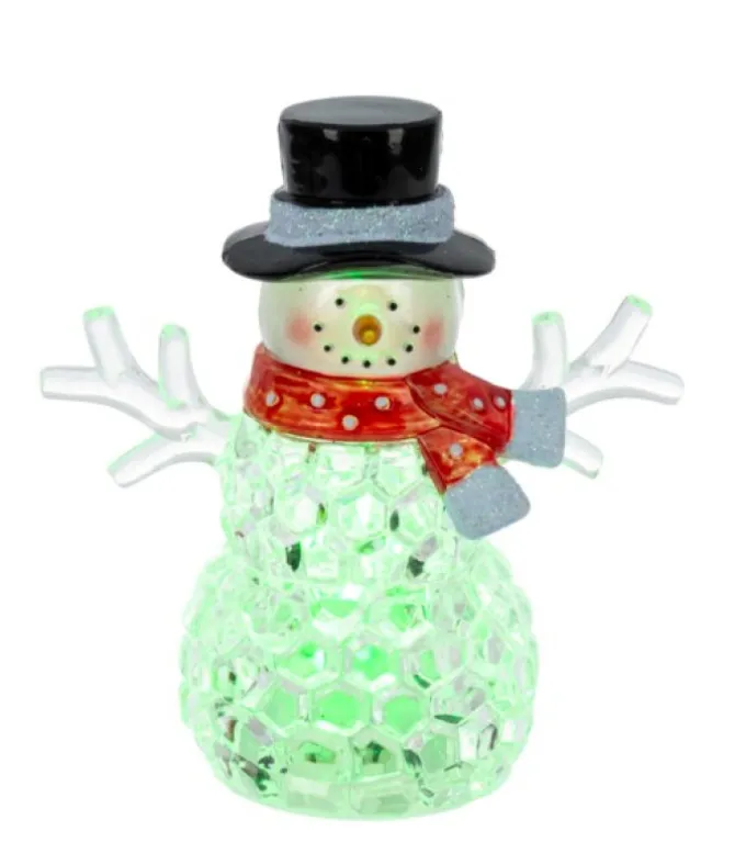 Décor de table, lumière LED, bonhomme de neige en cristal, mini lumière scintillante