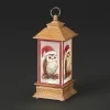 Décor de table, mini lanterne, éclairée par DEL, hibou avec un chapeau de Noël