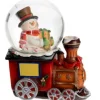 Décor de table, Mini snowglobe. Bonhomme de neige à bord du train