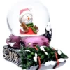 Décor de table, Mini-snowglobe. Bonhomme de neige sur une motoneige rose