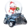 Décor de table, Mini-snowglobe. Bonhomme de neige dans un VUS 4x4