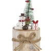Décor de table, scène d’hiver montée sur une section d’arbre