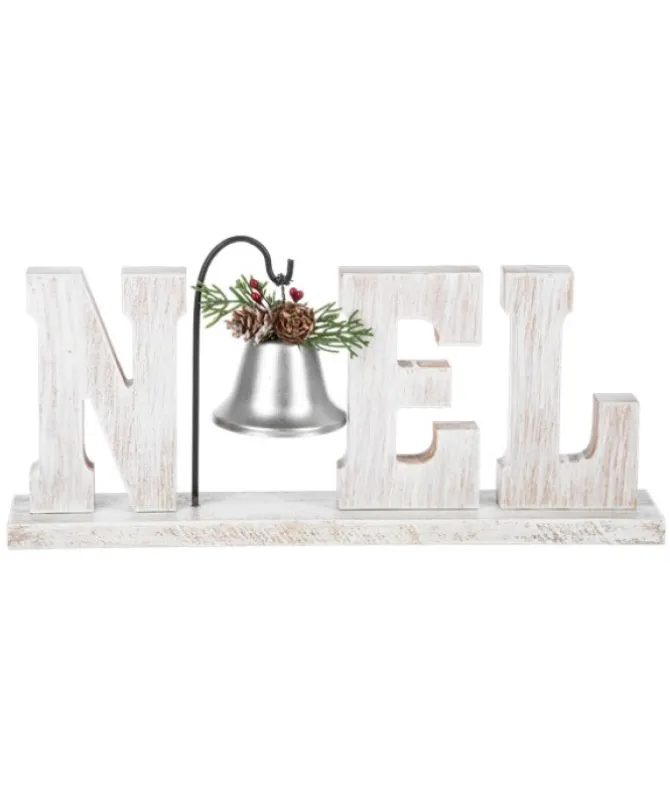 Décor d’étagère / bureau, plaque avec cloche, « Noel »