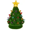 Décoration de table, sapin de Noël floqué éclairé par des LED