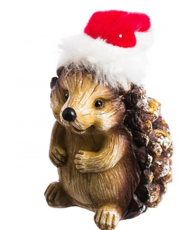 Décoration intérieure, hérisson des bois avec chapeau de Père Noël