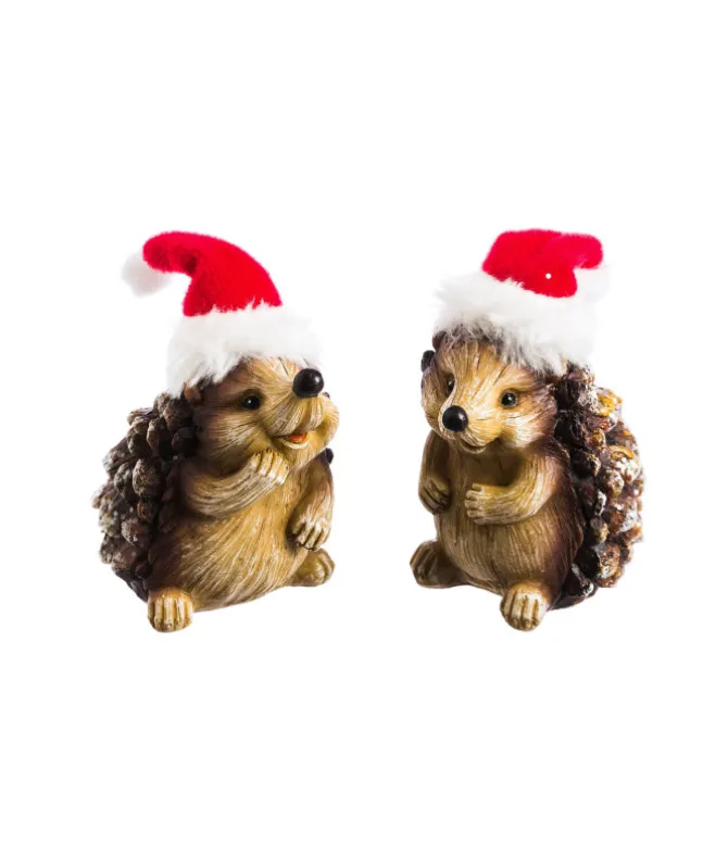 Décoration intérieure, hérisson des bois avec chapeau de Père Noël