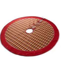 Jupe de sapin à carreaux rouge et verte de 54 pouces