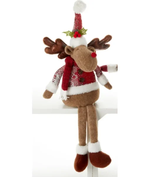 Orignal mâle en peluche de style traditionnel, ornement d'étagère