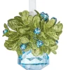 Ornamemt, bijou en cristal bleu avec gui