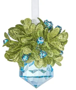 Ornamemt, bijou en cristal bleu avec gui