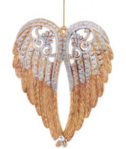 Ornement, ailes d'ange dorées et pailletées.