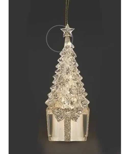 Ornement, arbre de Noël en paillettes argentées
