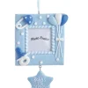 Ornement «Baby's 1st Christmas» cadre photo bleu