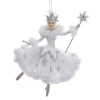 Ornement, ballerine élégante Reine des Neiges, avec couronne et tutu pailleté