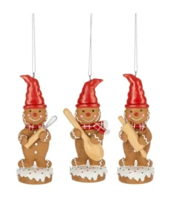 Ornement, biscuit au pain d’épice, gnome avec cuillère en bois