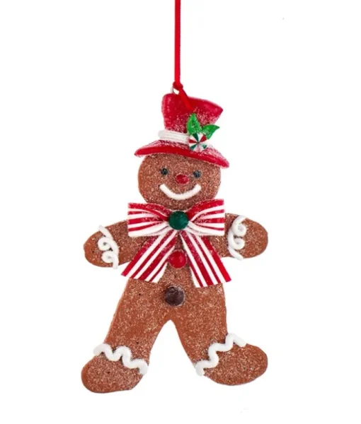 Ornement, biscuit en pain d’épice, bonhomme de neige avec chapeau rouge