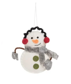 Ornement, bonhomme de neige en tissu avec cache-oreilles