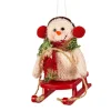 Ornement, bonhomme de neige en tissu avec traîneau