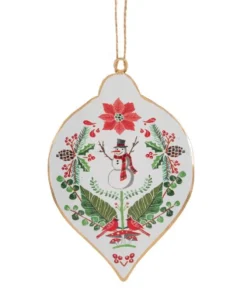Ornement bonnhomme de neige damask